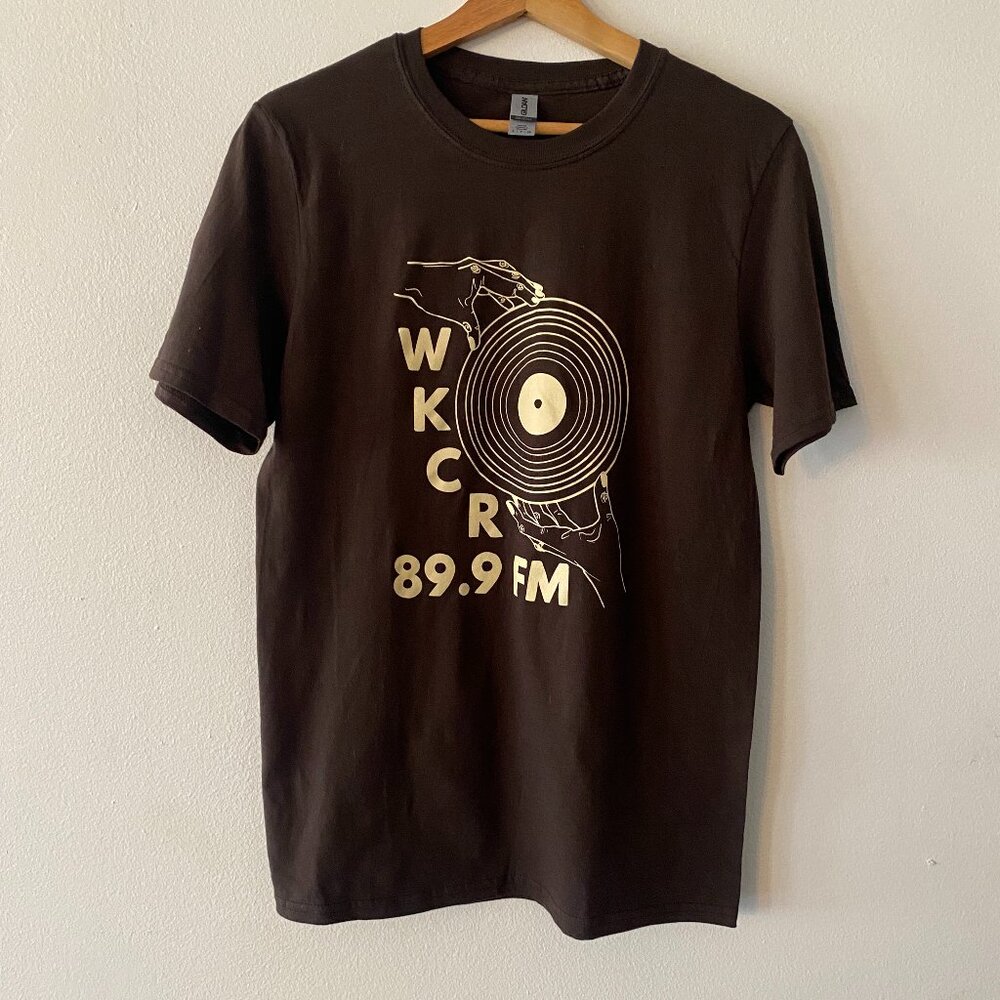 WKCR 89.9 Brown Vinyl Record Graphic T-Shirt Size S